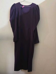 Stylish Purple Puff Sleeve Dress