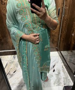 Elegant Mint Green Embroidered Kurta Set