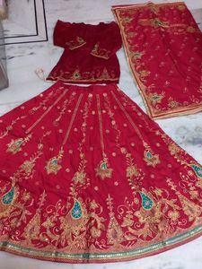 A Beautiful Red Rajestani Dress , 1 Time Wearing, Round Neck  1/4 sleeves