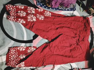 Red Salwar only  with White Print