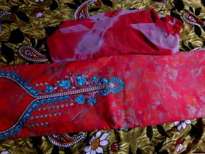 Embroidered Red Kurta Set