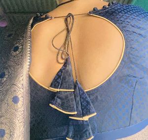 Elegant Navy Blue Saree with Gold