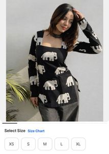 evara Cute Elephant Print Long Sleeve Top