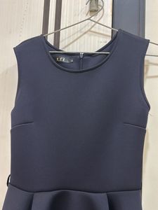 Elegant Navy Blue High-Low Dress