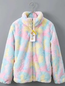 Pastel Faux Fur Zip-Up Jacket
