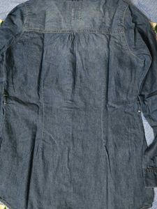 Embroidered Denim Tunic Shirt