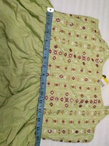 VISHUDH Light Green Summer Dress with Embellished