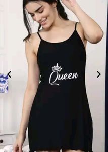 Women Spaghetti Strap Typography Print Dress