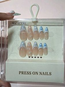 Blue French nails