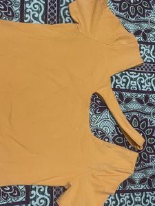 Orange Cut-Out Neck T-Shirt