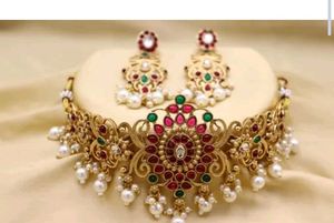 Elegant Gold-Plated Kundan Necklace Set