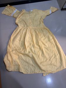 Plus size New yellow Kurta white pants set
