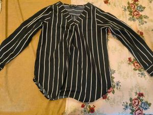Striped V-Neck Top and sleeveless