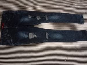 Distressed Dark Wash Denim Jeans