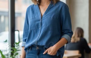 Denim Long Sleeve Top