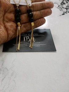 Elegant Black Beaded Dangle Earrings