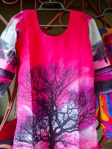 Printed Kurta Set With Churidar And Dupatta