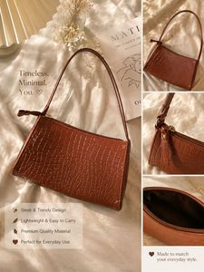 90%.off Sale korean japanese Chic Brown Croc bag