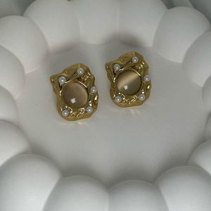 Gold Tone Pearl Stud Earrings