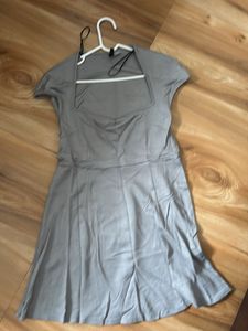 Gray Square Neck Dress