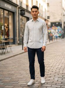 Men’s Light Blue & White Vertical Striped
