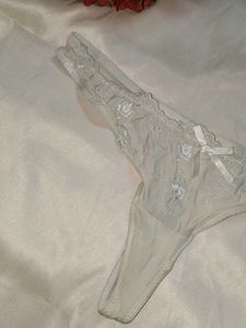 Delicate Lace Trim Thong Panty