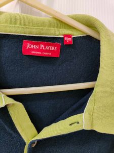 John Players Navy Striped Polo Shirt