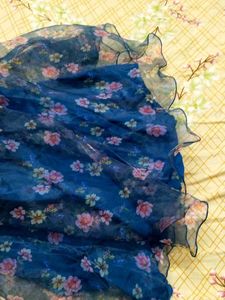 Feminine lightweight floral dress women frock blue