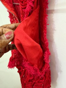 Red Lace Crop Top Blouse