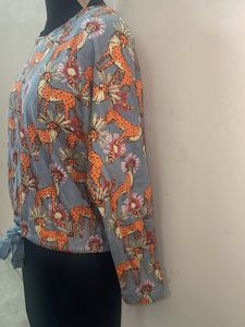 Chic Cheetah Print Tie-Front Top