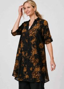 Chic Floral Print Tunic Top