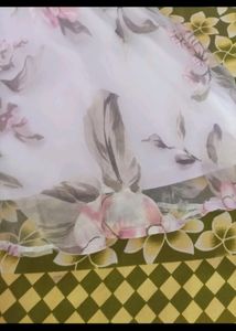 Beautiful White Coloured Printed Frock