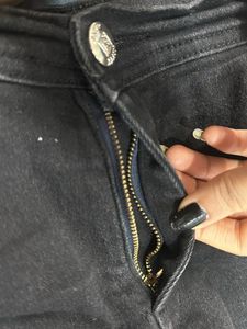 Washed Black Denim Straight Jeans For Women
