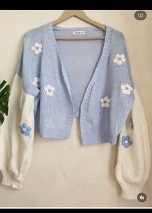 Black Daisy Cardigan+  floral blue COMBO
