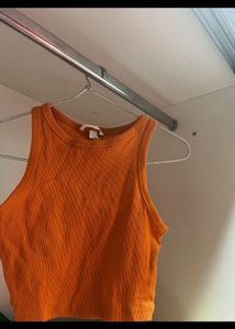 Vibrant Orange Ribbed Tank Top