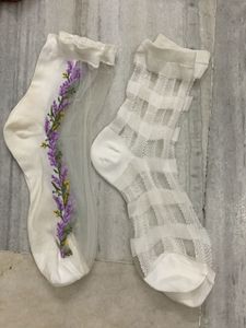 Sheer Embroidered & Textured Socks