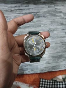 Analog Watch with Green Band