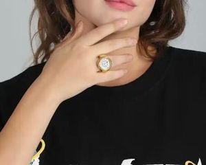 Gold Quartz Ring Watch