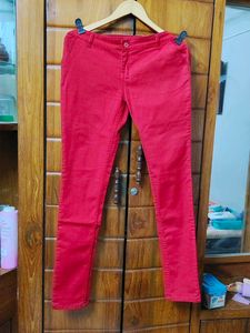 Brand New| Streachable Bright Red Denim|Size: 32"