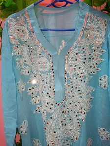 Chikankari Mirror Work Georgette Kurti