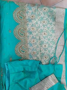 Teal &amp; Gold Sari