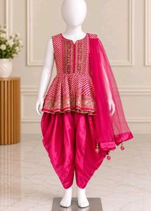 Pink Embroidered Kurta Dhoti Set