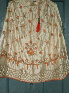 Silk Lahnga In Zari Work For Girls