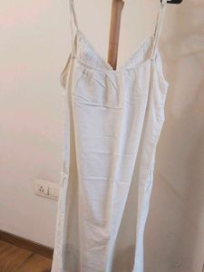 Elegant White Spaghetti Slip Night Dress