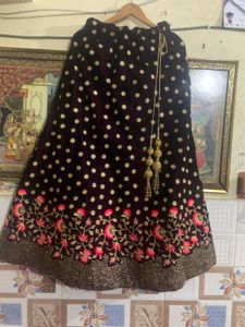 Elegant Black Velvet Lehenga Choli