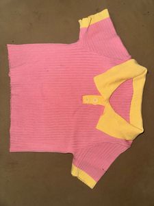 Pink &amp; Yellow Cropped Polo Shirt