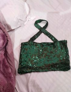 Sparkly Green Sequin Crop Top ( size xs)