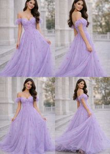 Lavender Off-Shoulder Tulle Gown