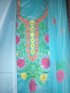 Embroidered Teal Kurta Set with Dupatta