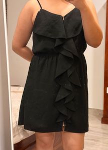 Black Ruffle Spaghetti Strap Dress